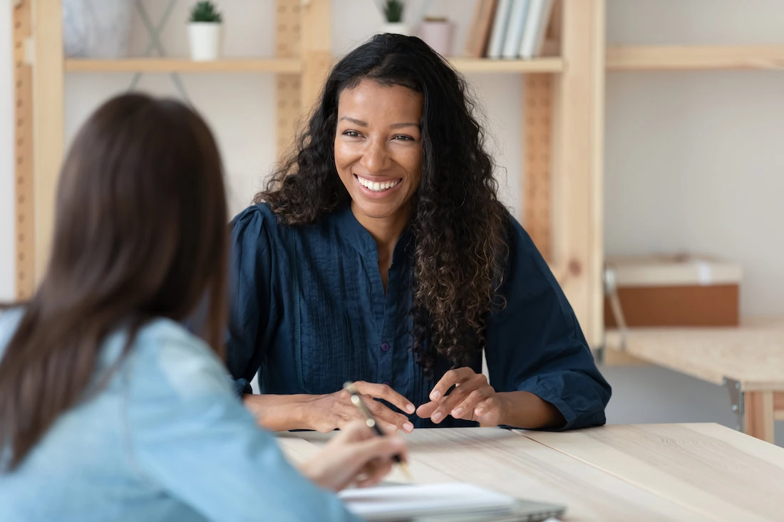 A woman participates in outpatient therapy.